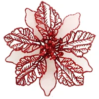 Attache en forme de Poinsettia Holiday Times en filigrane de couleur rouge foncé