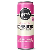 Organic, No Sugar, Natural, Raw and Unpasteurized, Naturally Caffeinated Remedy Kombucha Raspberry Lemonade 4PK, 4x355 ML