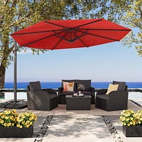 CorLiving Auvent en tissu durable de 11,5 pi avec titre décalé et parasol rotatif de luxe avec cadre en aluminium pour terrasse, jardin et plus encore