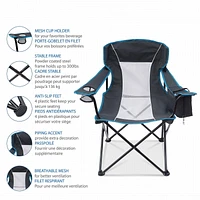 Ozark Trail Chaise surdimensionnée avec filet et glacière intégrée, capacité maximale : 1 personne, couleur : gris, matière : polyester