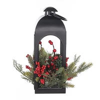 Noël noir métal lanterne décor 38cm