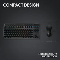 Logitech G PRO X 60 LIGHTSPEED Wireless Gaming Keyboard, Ultra Compact TKL 60% Mechanical Keyboard for Windows PC, LIGHTSYNC RGB, Dual-Shot PBT Keycaps, GX Optical Tactile Switches - Black<br>