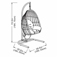 Chaise ovoïde suspendue avec support pour patio Mainstays Osier tissé à la main et corde