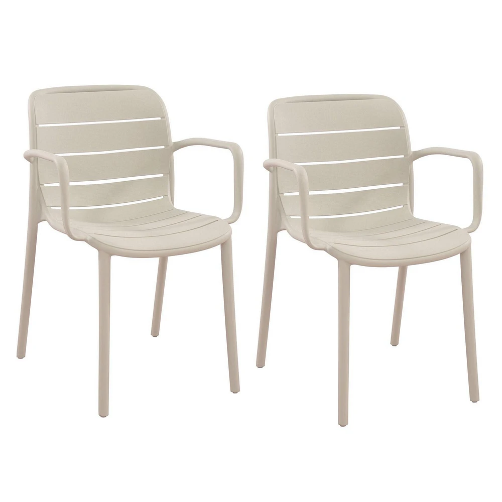 Ensemble de 2 chaises empilables Patioflare en plastique recyclé de la collection GRS, Crème