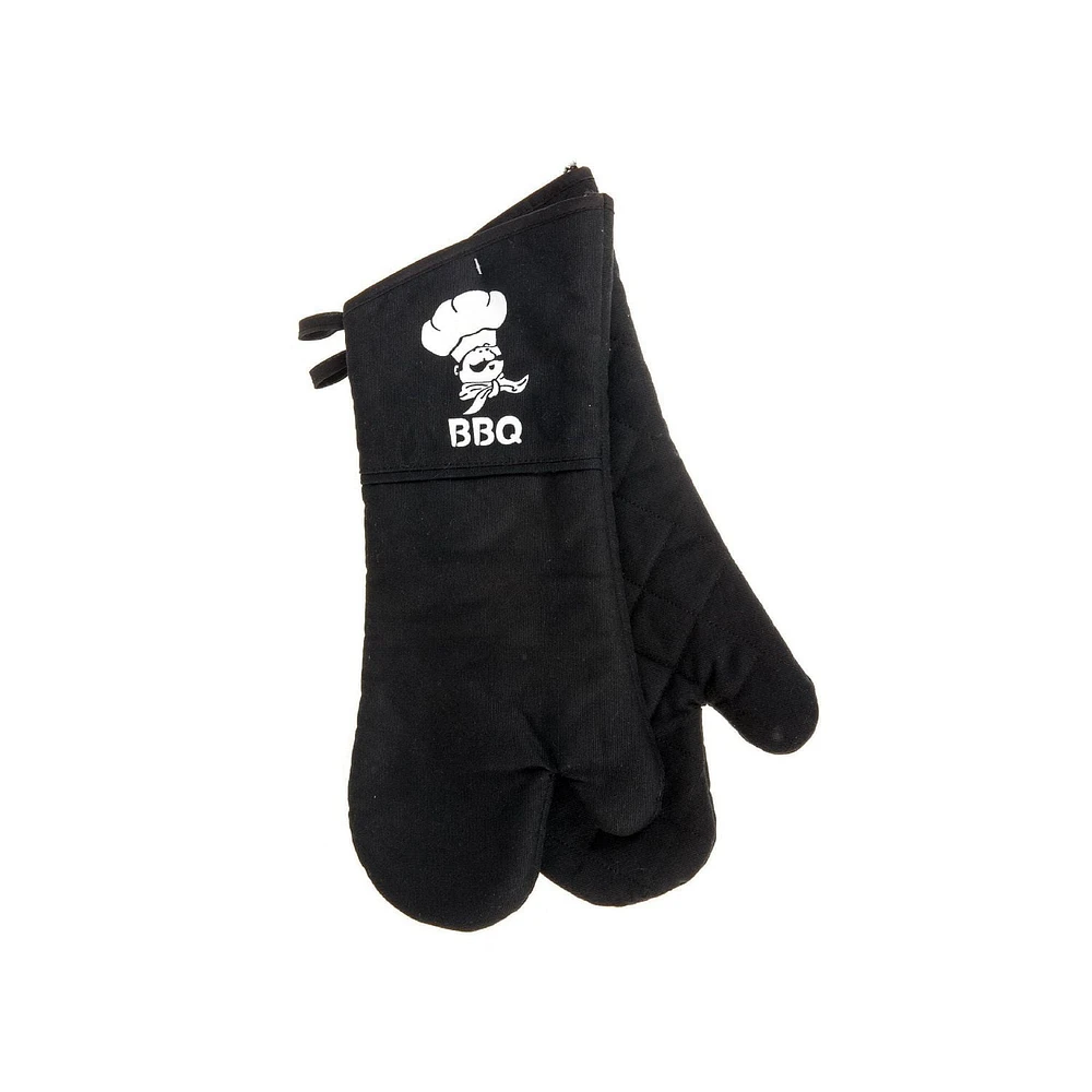 Néoprène 2 Pc Bbq Four Mitt (16" ) (Noir) - Set of 2