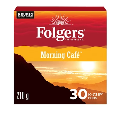 Folgers Morning Café K-Cup Coffee Pods 30 Count, Made from Pure 100% Coffee.