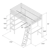 Lit mezzanine en métal Little Seeds Nova avec tablettes