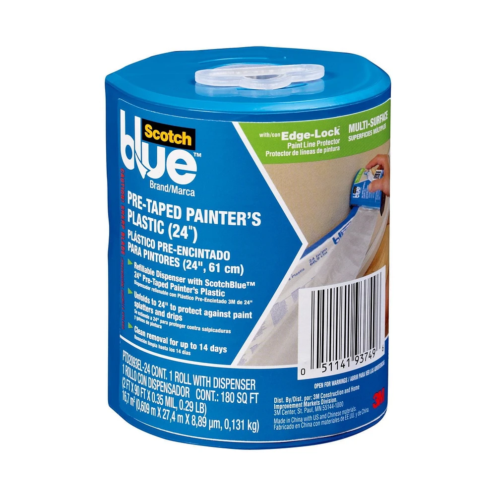ScotchBlue™ Pre-Taped Painter's Plastic Loaded 24 Inch Dispenser, ScotchBlue PTD2093EL-24-S