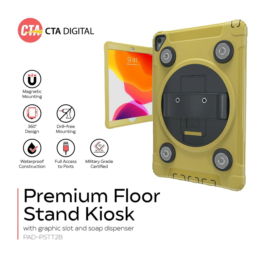 CTA Digital Magnetic Splash-Proof Case with Metal Mounting Plates for iPad 7th and 8th Gen 10.2-in, iPad Air 3 and iPad Pro 10.5-in - Yellow