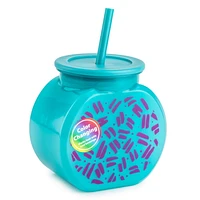 Mainstays Sip 40 OZ Fishbowl Tumbler with Lid and Straw, Teal