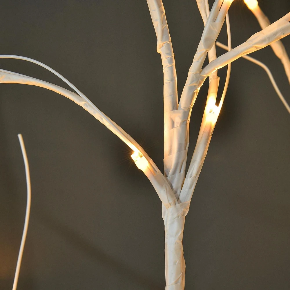 Outsunny 5FT Garden Birch Tree Light with 58 Warm LEDs and 8 Light Modes, DIY Artificial Tree Lamp for Outdoor and Indoor Birthday Wedding Party
