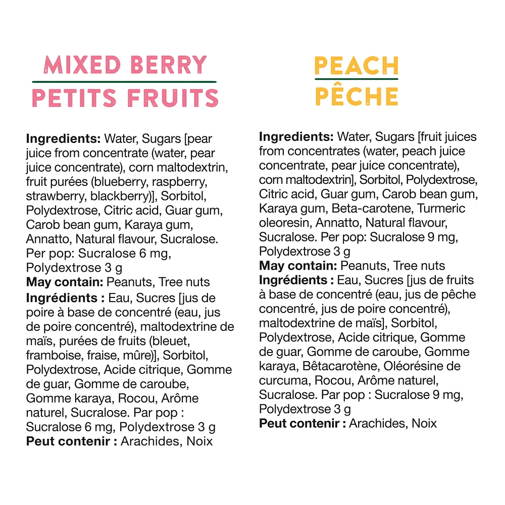 Del Monte Mixed Berry & Peach Ice Pops 10 x 50 ml, 10 x 50 ML