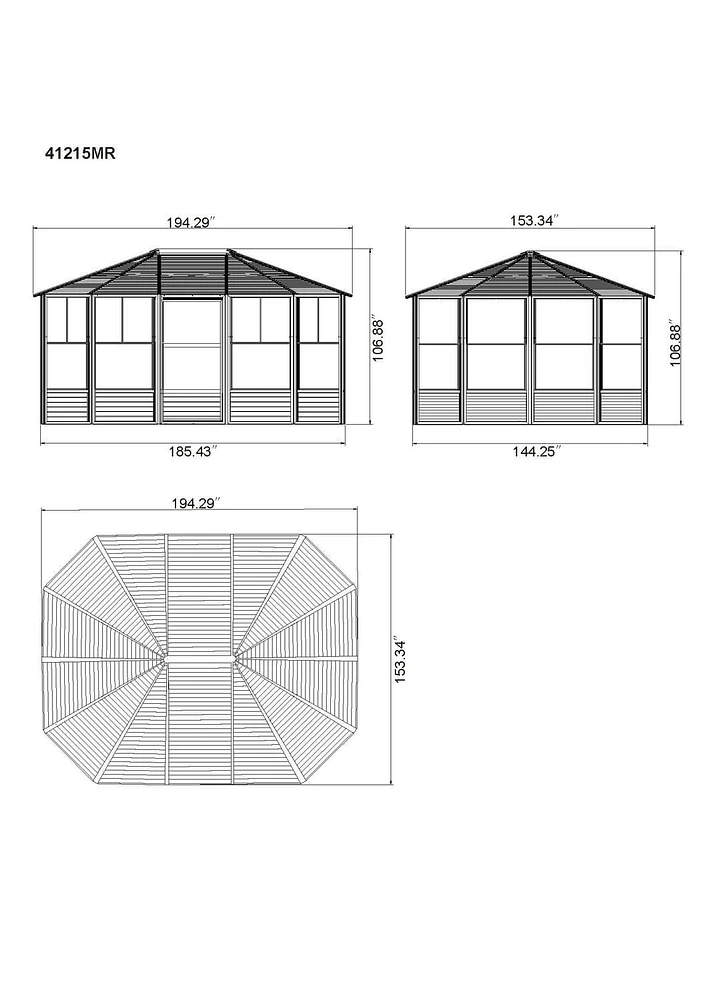 Florence Solarium Metal Roof 12'x15' Black
