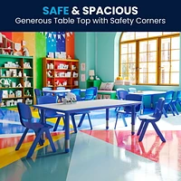 23.625''W x 47.25''L Rectangular Blue Plastic Height Adjustable Activity Table with Grey Top