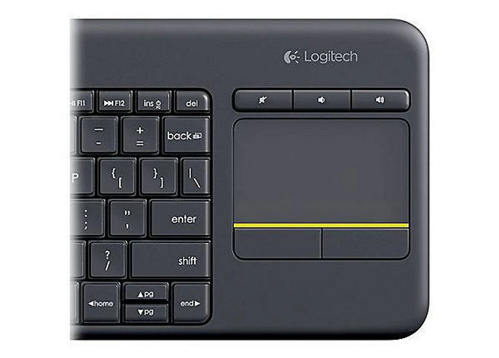 Logitech K400 Plus Wireless Touch TV Keyboard With Easy Media Control and Built-in Touchpad - French Layout - Black