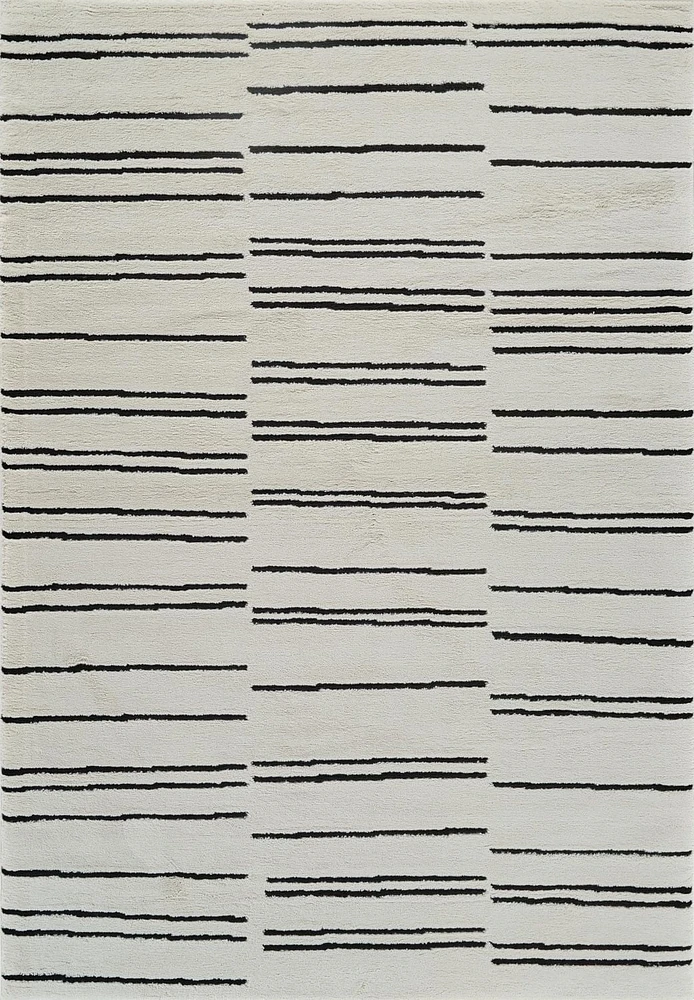 Tapis d'interieur abstrait Rug Branch Domus, creme noir, moderne - Salon, chambre, salle a manger et cuisine<br>