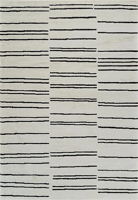 Tapis d'interieur abstrait Rug Branch Domus, creme noir, moderne - Salon, chambre, salle a manger et cuisine<br>