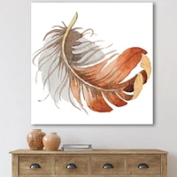 Designart Plume d'Oiseau Ethnique Orange Art mural sur toile