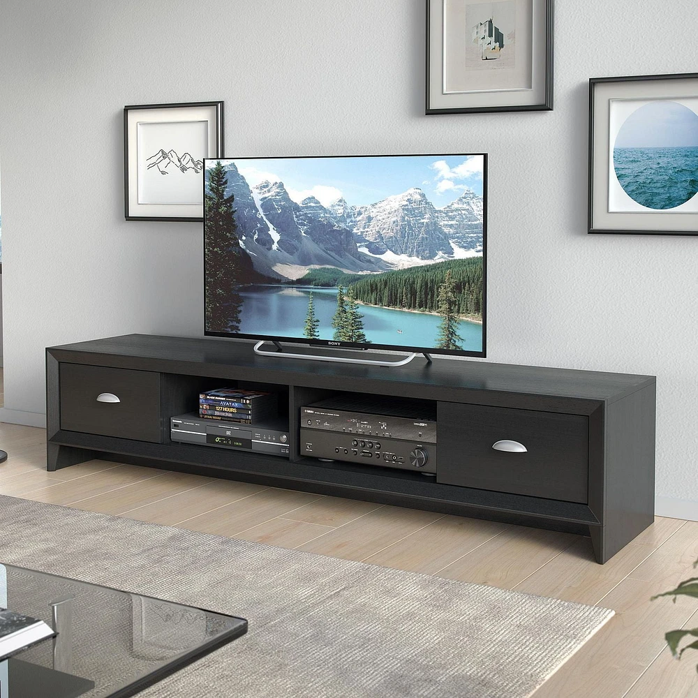 CorLiving Lakewood Modern Black Engineered Wood TV Stand with Drawers for TVs up to 85"