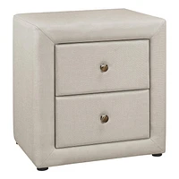 Monarch Specialties Bedroom Accent, Nightstand, End, Side, Lamp, Storage Drawer, Bedroom, Upholstered, Linen Look, Beige, Transitional