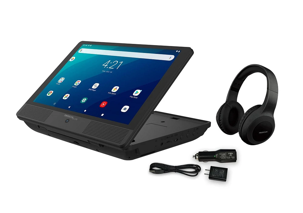Proscan Elite Combo tablette quadricœur 10,1"/DVD portable, stockage 2 Go/32 Go, Android 11, PELTDV1029
