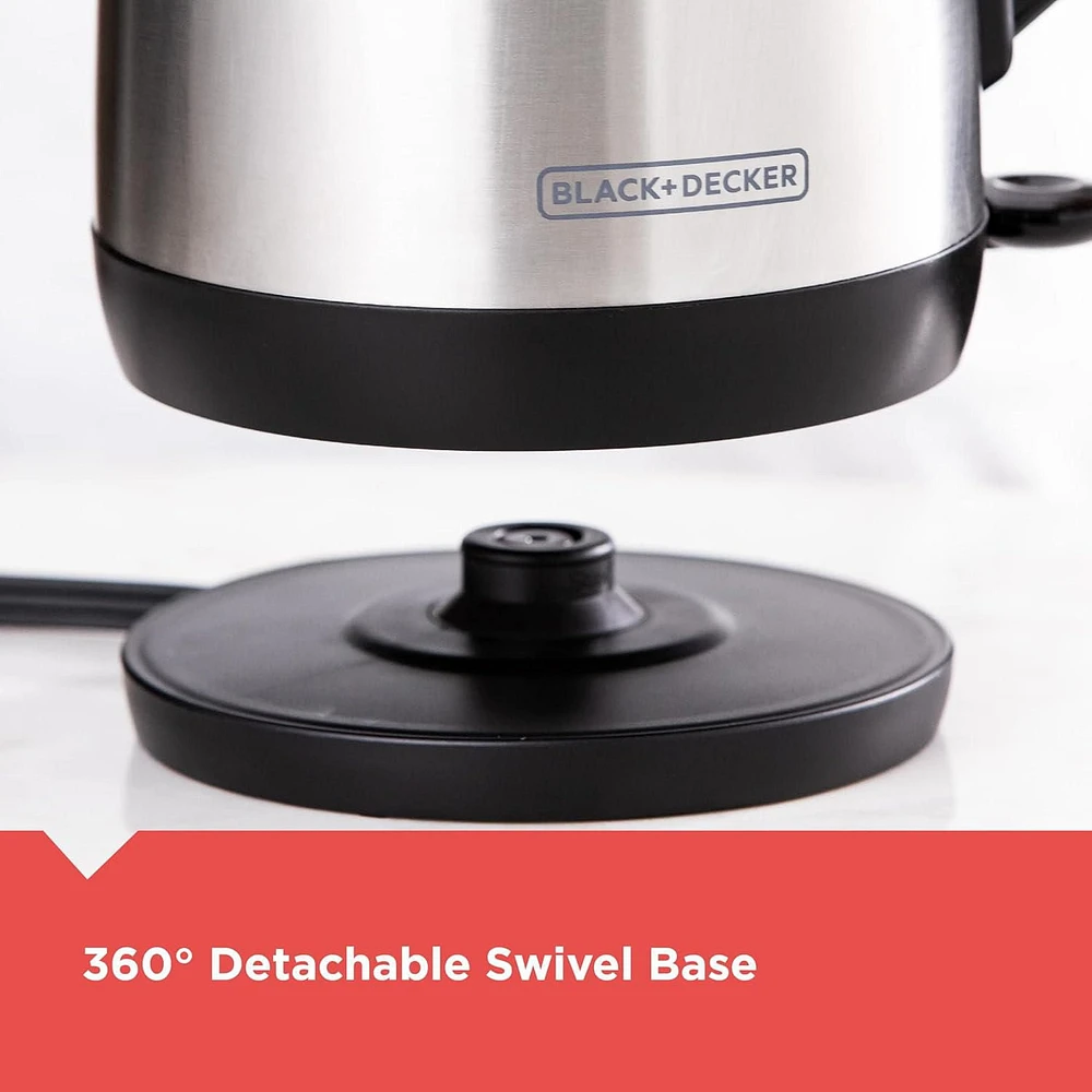 Black+Decker 1.7L Stainless Steel Electric Cordless Kettle, BD 1.7L SS Electric Kettle