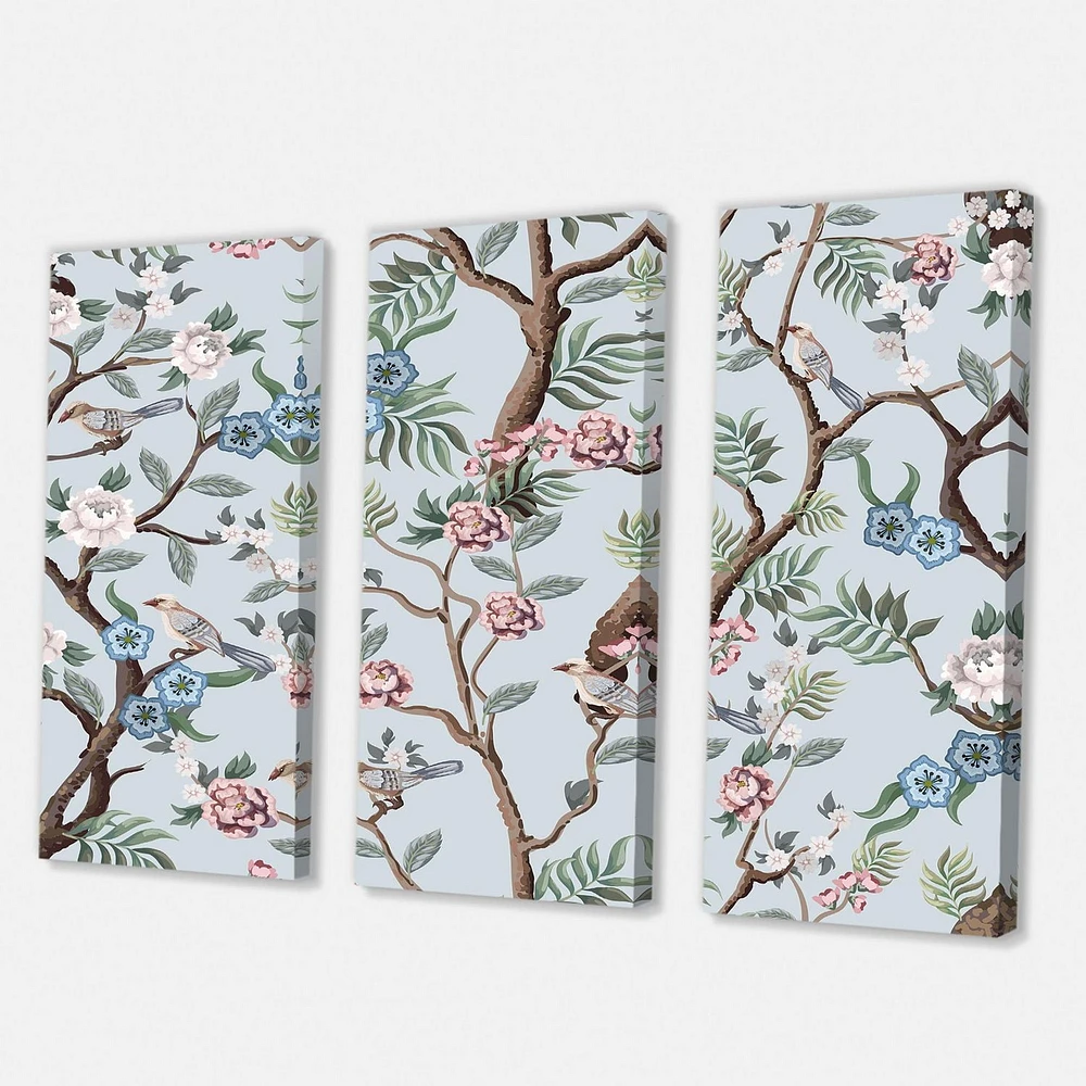 Designart Chinoiserie With Birds and Peonies X Canvas Wall Art