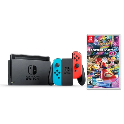 Nintendo Switch™ with Neon Blue and Neon Red Joy‑Con™ (New Box) PLUS Mario Kart 8 Deluxe (Nintendo Switch)