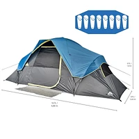 Ozark Trail 8-Person Dome Tent with Fly, Easy Set-Up, Grey/Blue in Colour