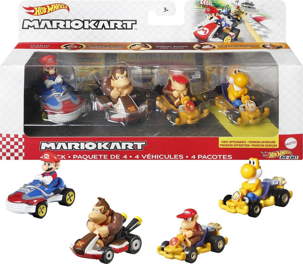 Hot Wheels Mario Kart 4-Pack Vehicles