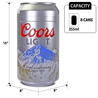 Coors Light 8 Can Portable Mini Fridge, 5.4L Personal Cooler for Office, Dorm, Travel - Silver