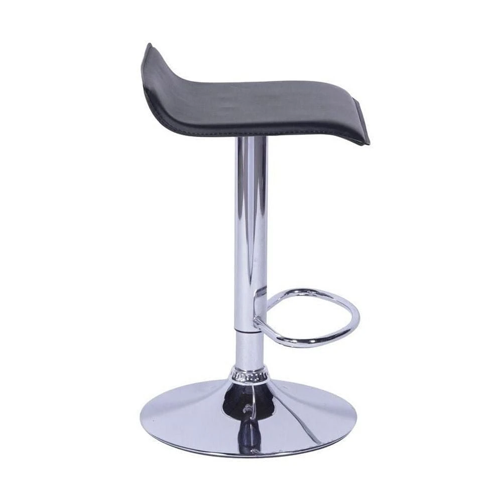 Tabouret noir avec base en acier inoxydable