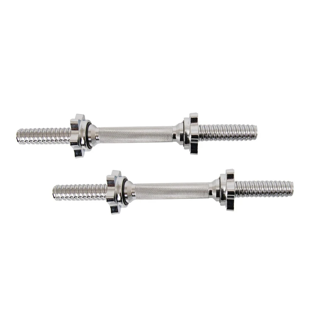 GoZone Standard 14" Dumbbell Handles – Threaded Ends – Silver, Includes 2 dumbbell handles