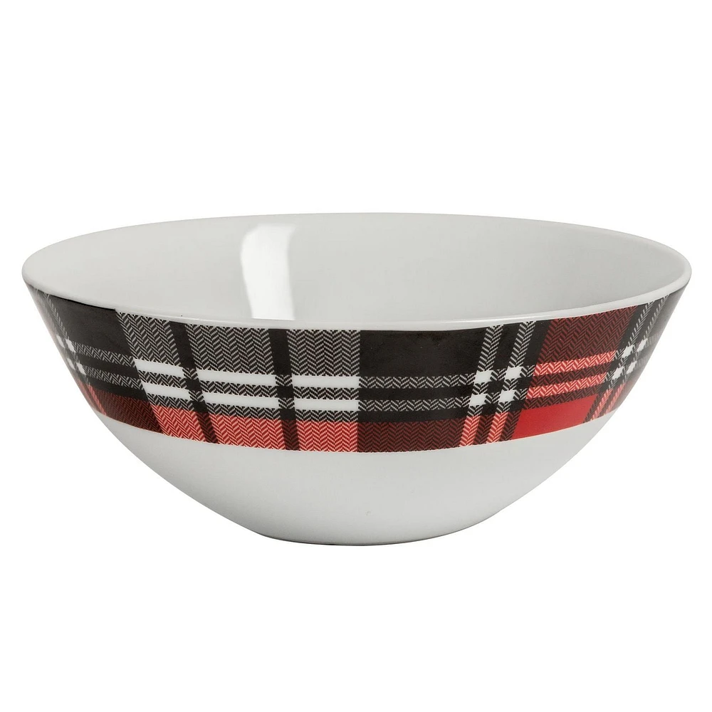 Safdie & Co. Dinnerware set Round Rim 12 Piece Set Cabin Plaid, Set for 4