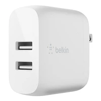 Belkin 24W Dual Port USB Wall Charger - USB C Cable Included - iPhone Charger Fast Charging - USB Charger Block for Power Bank, iPad & iPad Pro, Samsung Galaxy S20, Samsung Note, Google Pixel & more, BELKIN DUAL USBC WL CHRG