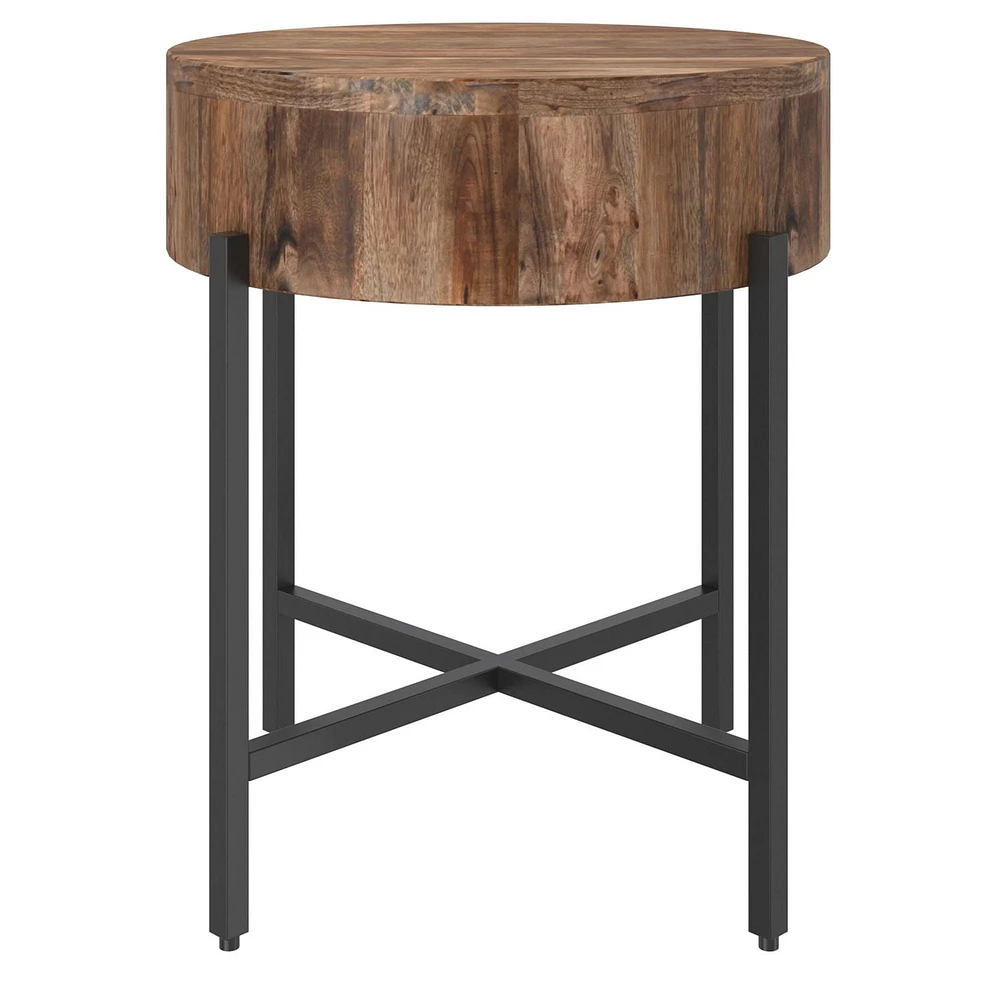 Table d’appoint contemporaine en bois massif, naturel
