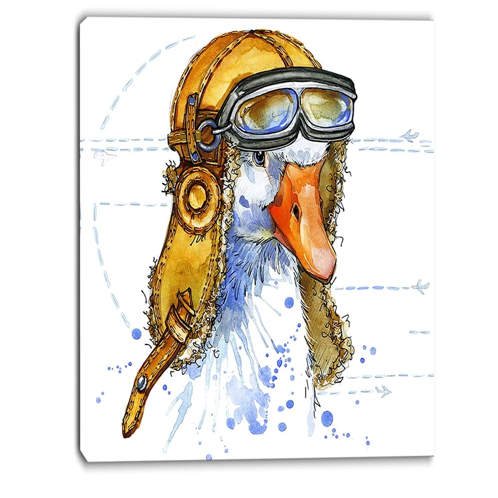 Design Art Funny Goose Aviator Hat Canvas Print