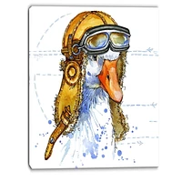 Design Art Funny Goose Aviator Hat Canvas Print