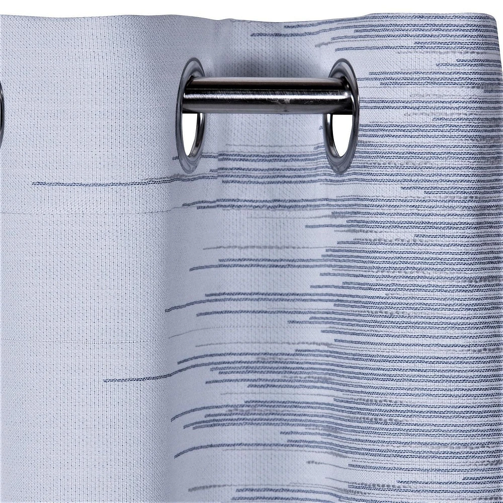 Mode Caricia une (1) Esse rideau à œillets géométrique jacquard à rayures, 54 x 84 po, gris argent / bleu