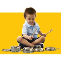 Melissa & Doug Stainless Steel Pots and Pans Pretend Play Kitchen Set for Kids (8 pcs)