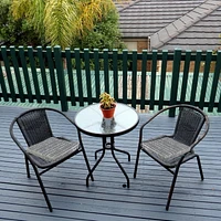 IH Casa Decor Croix Rayures Extérieure Chaise Gris Charbon De Bois - Ensemble De 2