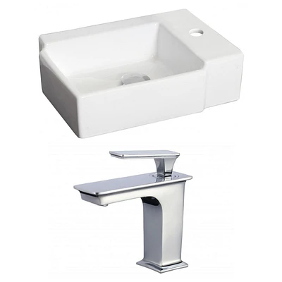 American Imaginations -in. W Above Counter White Bathroom Vessel Sink Set For 1 Hole Right Faucet AI