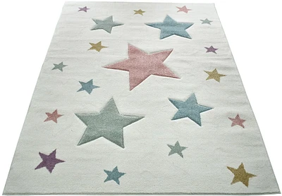 KC Cubs Collection de tapis et de tapis multicolores à décor moderne pour enfants, tout-petits et bébés, étoiles multicolores