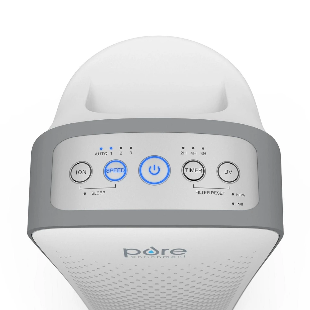 Pure Enrichment PureZone Elite True HEPA Purificateur d'air pour grande pièce avec moniteur de qualité de l'air, filtration en 4 étapes et lumière UV-C (Blanc)
