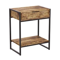 Safdie & Co. Accent Table 24L Rectangle Brown Reclaimed Wood Black Metal