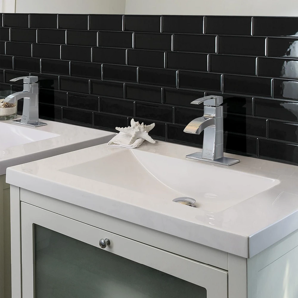 SMART TILES PEEL & STICK BACKSPLASH - METRO NERO - 4 Pieces 11.56 x 8.38