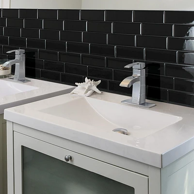 SMART TILES PEEL & STICK BACKSPLASH - METRO NERO - 4 Pieces 11.56 x 8.38