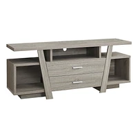 Monarch Specialties Tv Stand, 60 Inch, Console, Media Entertainment Center, Storage Drawers, Living Room, Bedroom, Laminate, Brown, Contemporary, Modern