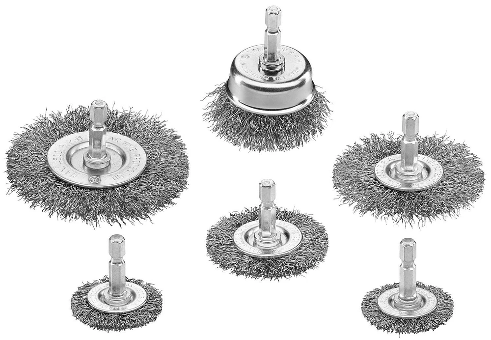 Ensemble de 6 brosses métalliques à tige hexagonale assorties HART matière jusqu'à 40 % plus rapide