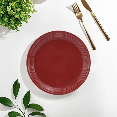 Assiette à salade Chiara ronde en grès rouge Glace couleur avec grès